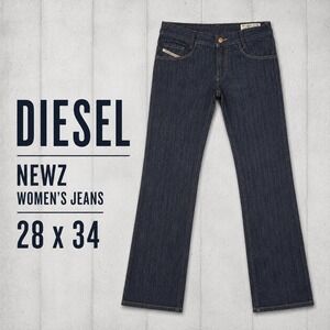 Diesel‎ Newz Womens Jeans 28x34 Dark Wash Low Rise Straight Leg Stretch 008WZ